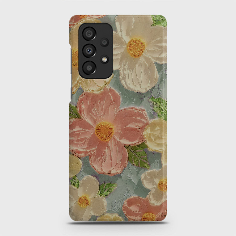 Samsung Galaxy A33 5G Cover - Floral Series - Design 16 - Cyan & Pink - Matte Finish - Snap On Hard Case with LifeTime Colors Guarantee