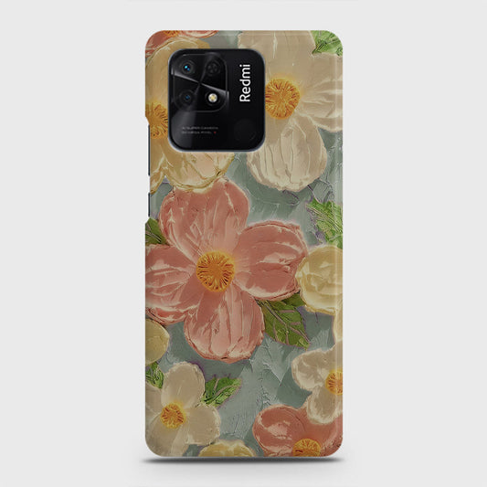 Xiaomi Redmi 10C Cover - Floral Series - Design 16 - Cyan & Pink - Matte Finish - Snap On Hard Case with LifeTime Colors Guarantee