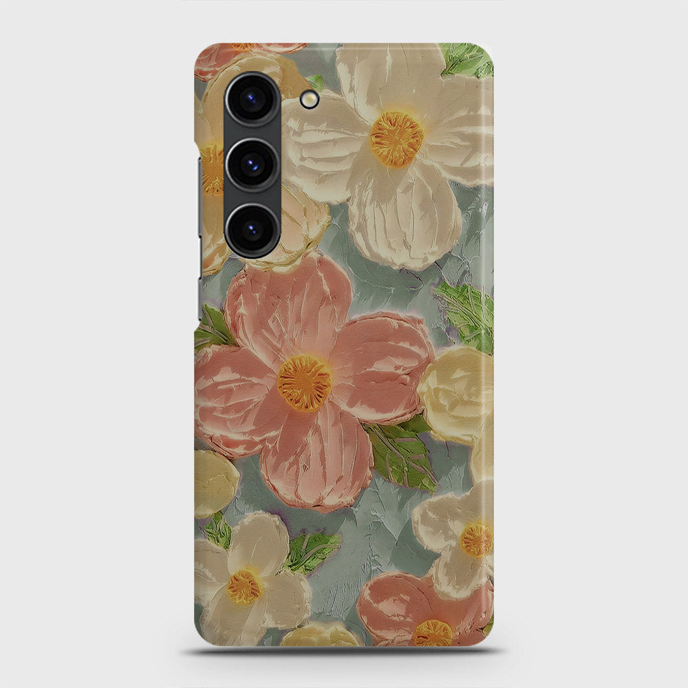 Samsung Galaxy S23 Plus Cover - Floral Series - Design 16 - Cyan & Pink - Matte Finish - Snap On Hard Case with LifeTime Colors Guarantee