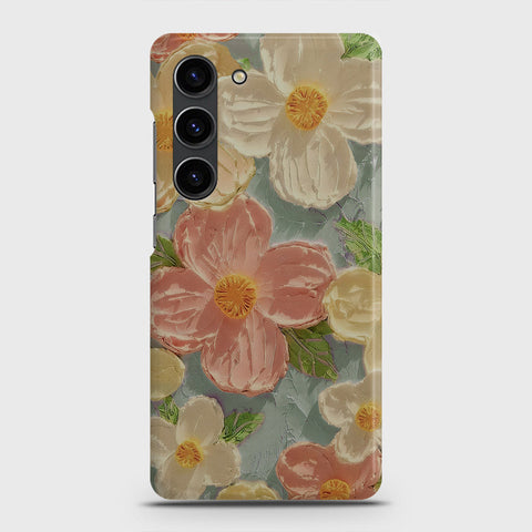 Samsung Galaxy S23 Plus Cover - Floral Series - Design 16 - Cyan & Pink - Matte Finish - Snap On Hard Case with LifeTime Colors Guarantee