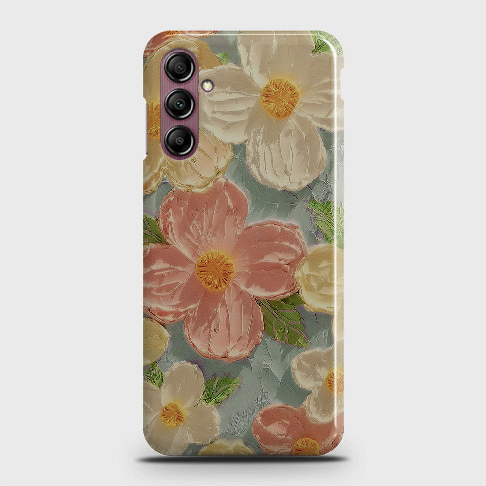 Samsung Galaxy A14 4G Cover - Floral Series - Design 16 - Cyan & Pink - Matte Finish - Snap On Hard Case with LifeTime Colors Guarantee