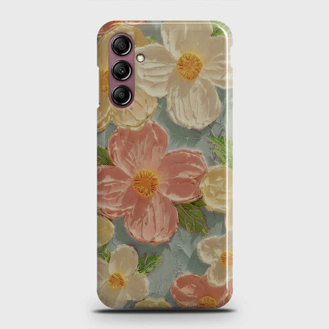 Samsung Galaxy A14 4G Cover - Floral Series - Design 16 - Cyan & Pink - Matte Finish - Snap On Hard Case with LifeTime Colors Guarantee