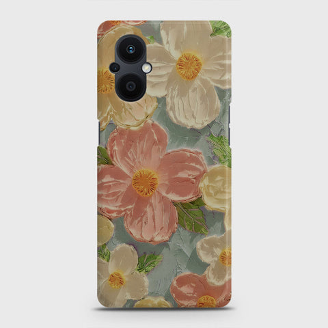 Oppo F21 Pro 5G Cover - Floral Series - Design 16 - Cyan & Pink - Matte Finish - Snap On Hard Case with LifeTime Colors Guarantee