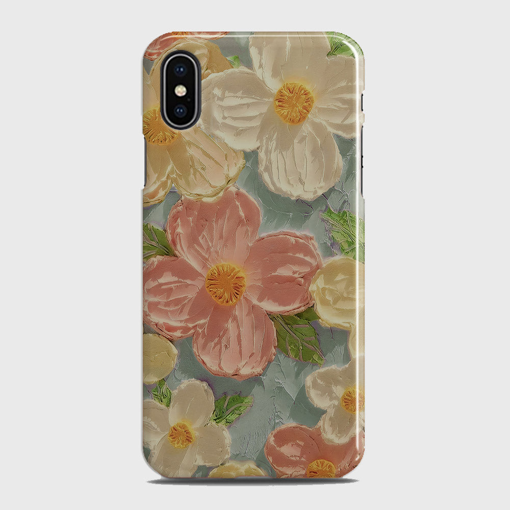 iPhone X Cover - Floral Series - Design 16 - Cyan & Pink - Matte Finish - Snap On Hard Case with LifeTime Colors Guarantee