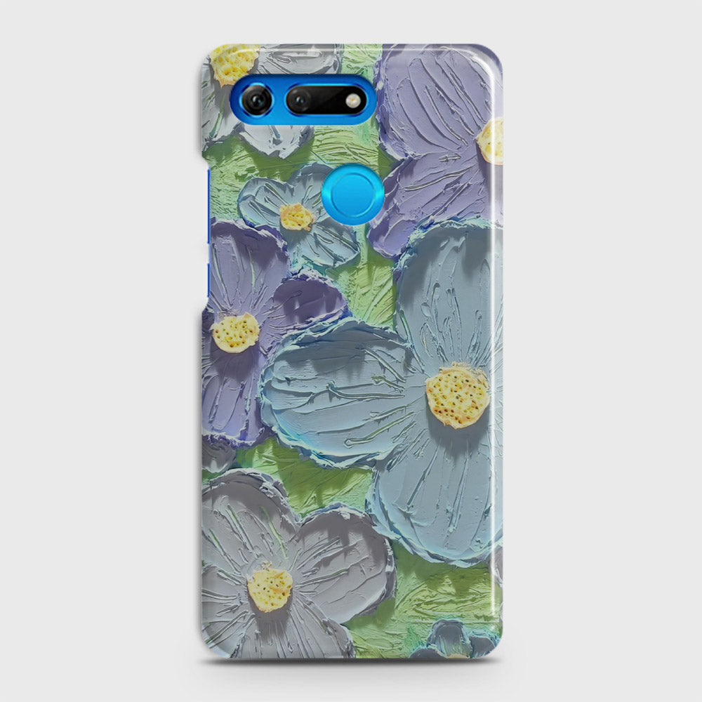 Huawei Honor View 20 Cover - Floral Series - Design 1 - Purple & Aqua - Matte Finish - Snap On Hard Case with LifeTime Colors Guarantee