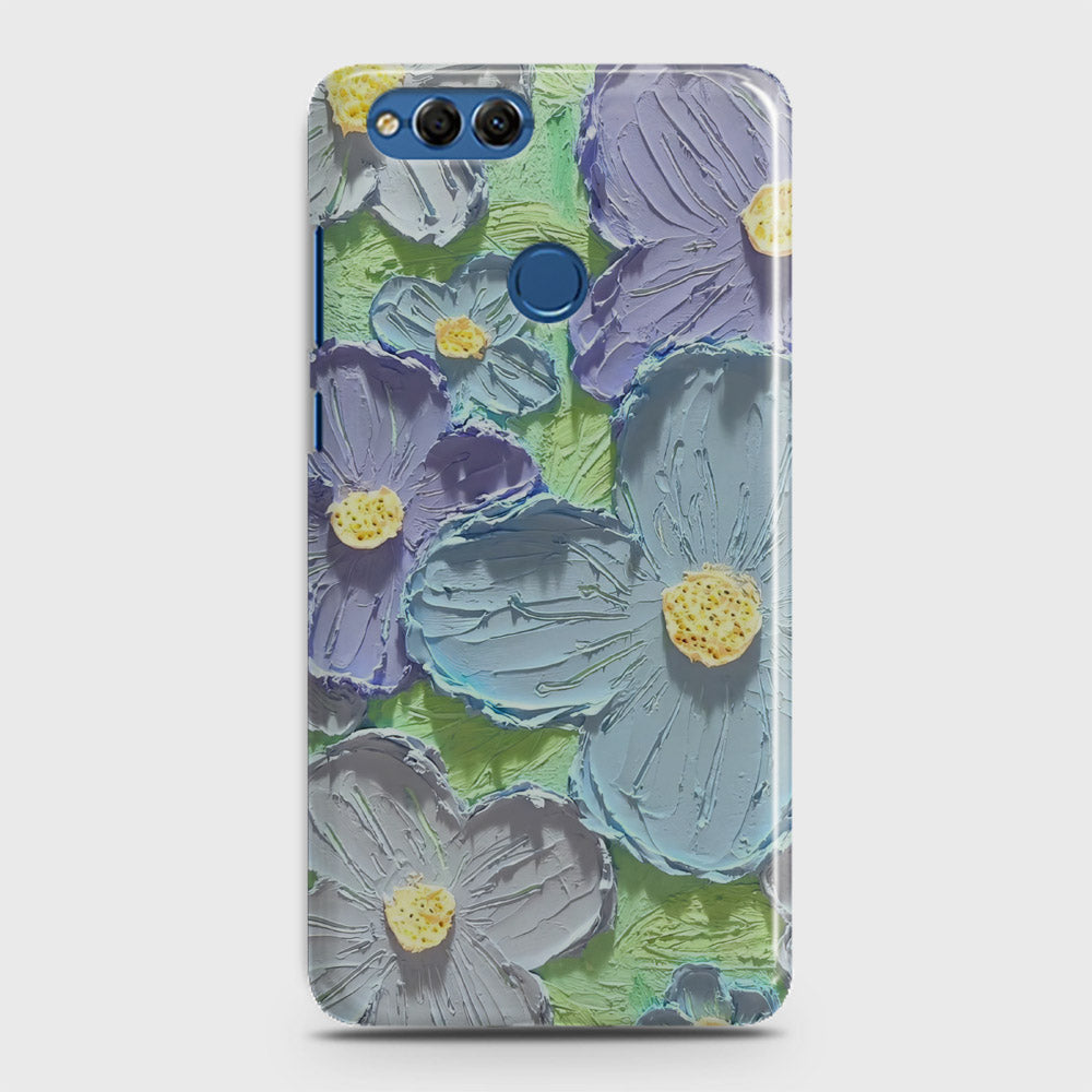 Huawei Honor 7X Cover - Floral Series - Design 1 - Purple & Aqua - Matte Finish - Snap On Hard Case with LifeTime Colors Guarantee
