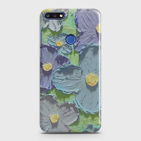 Huawei Honor 7C Cover - Floral Series - Design 1 - Purple & Aqua - Matte Finish - Snap On Hard Case with LifeTime Colors Guarantee