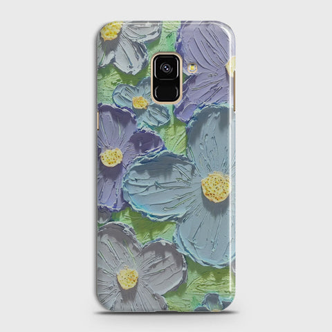 Samsung Galaxy A6 2018 Cover - Floral Series - Design 1 - Purple & Aqua - Matte Finish - Snap On Hard Case with LifeTime Colors Guarantee