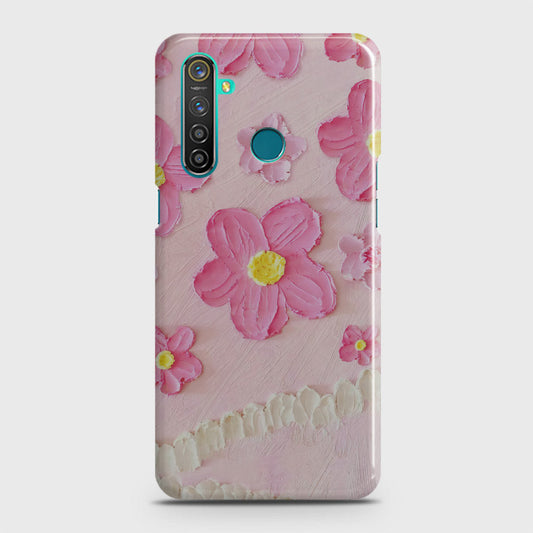 Realme 5 Cover - Floral Series - Design 2 - Pink - Matte Finish - Snap On Hard Case with LifeTime Colors Guarantee