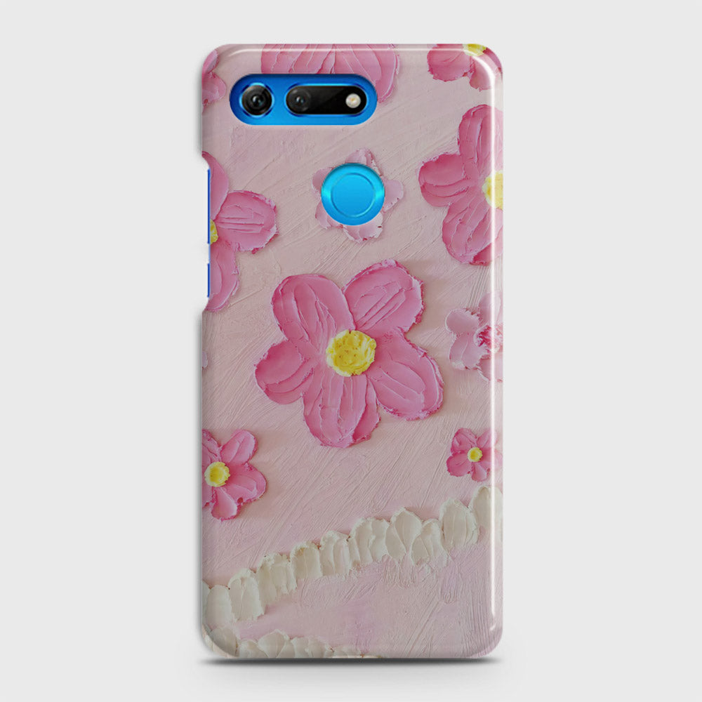 Huawei Honor View 20 Cover - Floral Series - Design 2 - Pink - Matte Finish - Snap On Hard Case with LifeTime Colors Guarantee