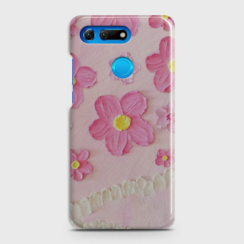 Huawei Honor View 20 Cover - Floral Series - Design 2 - Pink - Matte Finish - Snap On Hard Case with LifeTime Colors Guarantee