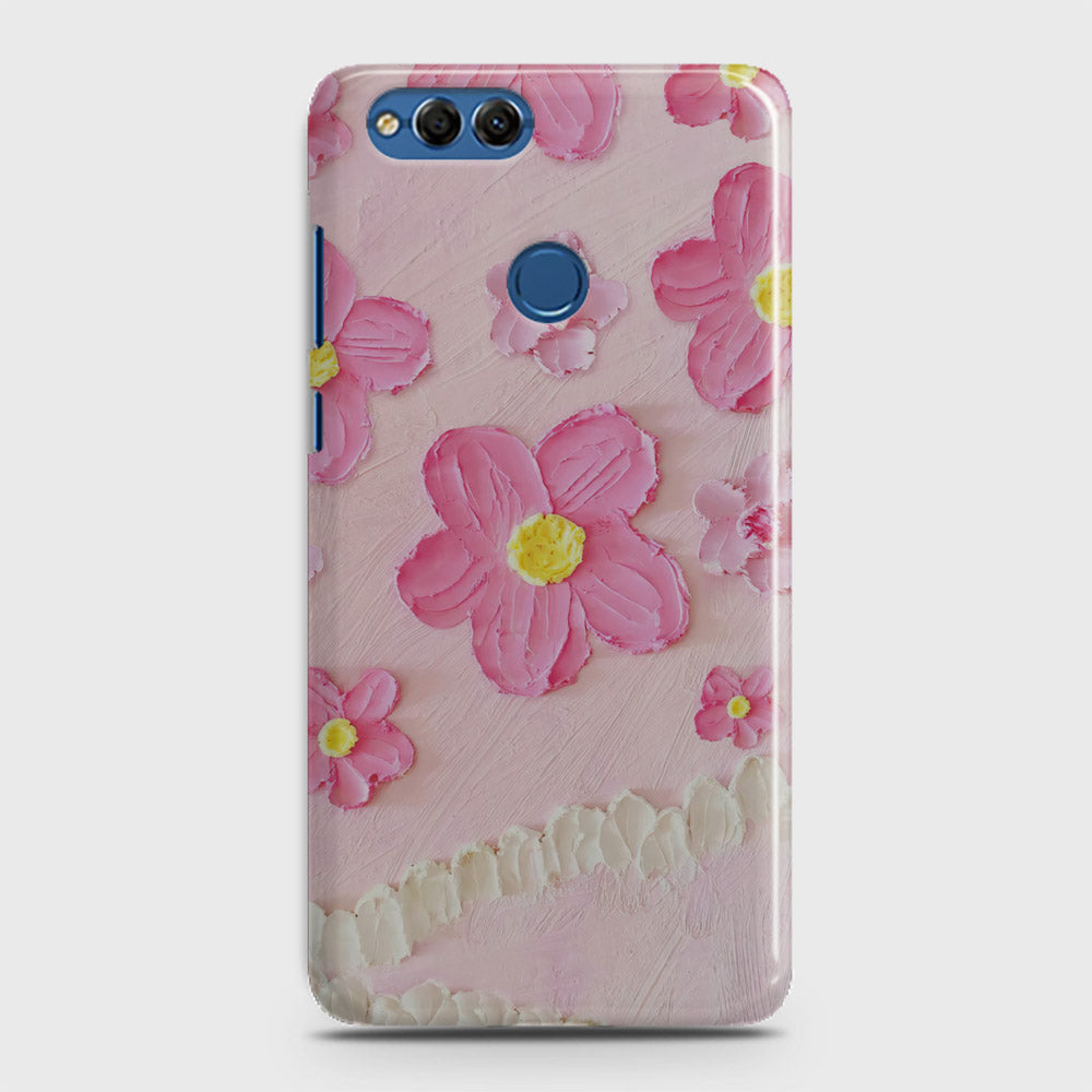 Huawei Honor 7X Cover - Floral Series - Design 2 - Pink - Matte Finish - Snap On Hard Case with LifeTime Colors Guarantee
