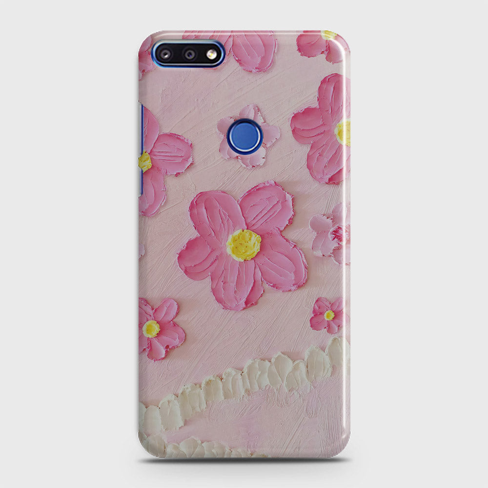 Honor 7A Cover - Floral Series - Design 2 - Pink - Matte Finish - Snap On Hard Case with LifeTime Colors Guarantee