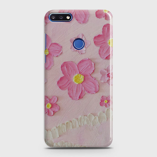 Honor 7A Cover - Floral Series - Design 2 - Pink - Matte Finish - Snap On Hard Case with LifeTime Colors Guarantee
