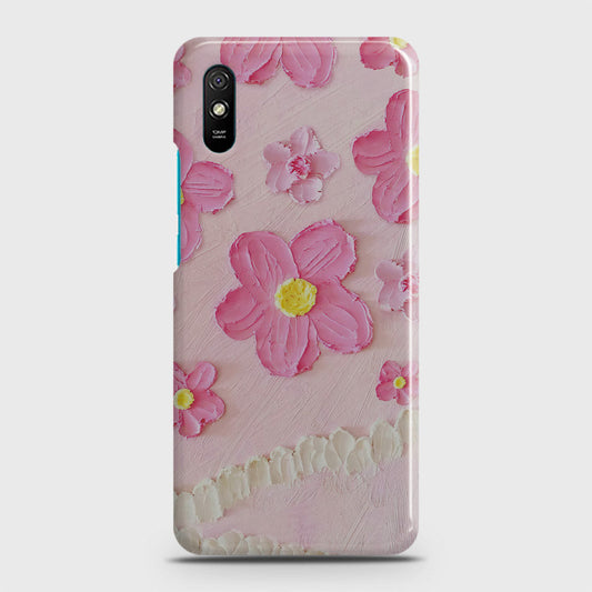 Xiaomi Redmi 9A Cover - Floral Series - Design 2 - Pink - Matte Finish - Snap On Hard Case with LifeTime Colors Guarantee