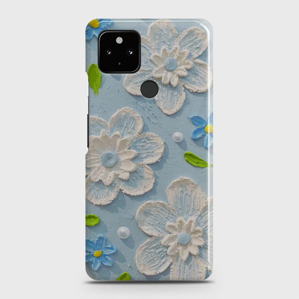 Google Pixel 5 Cover - Floral Series - Design 3 - Sky Blue - Matte Finish - Snap On Hard Case with LifeTime Colors Guarantee