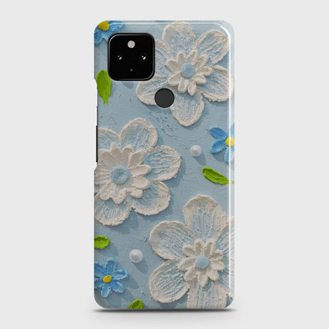Google Pixel 5 Cover - Floral Series - Design 3 - Sky Blue - Matte Finish - Snap On Hard Case with LifeTime Colors Guarantee