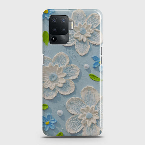 Oppo A94 Cover - Floral Series - Design 3 - Sky Blue - Matte Finish - Snap On Hard Case with LifeTime Colors Guarantee (Fast Delivery) (A)