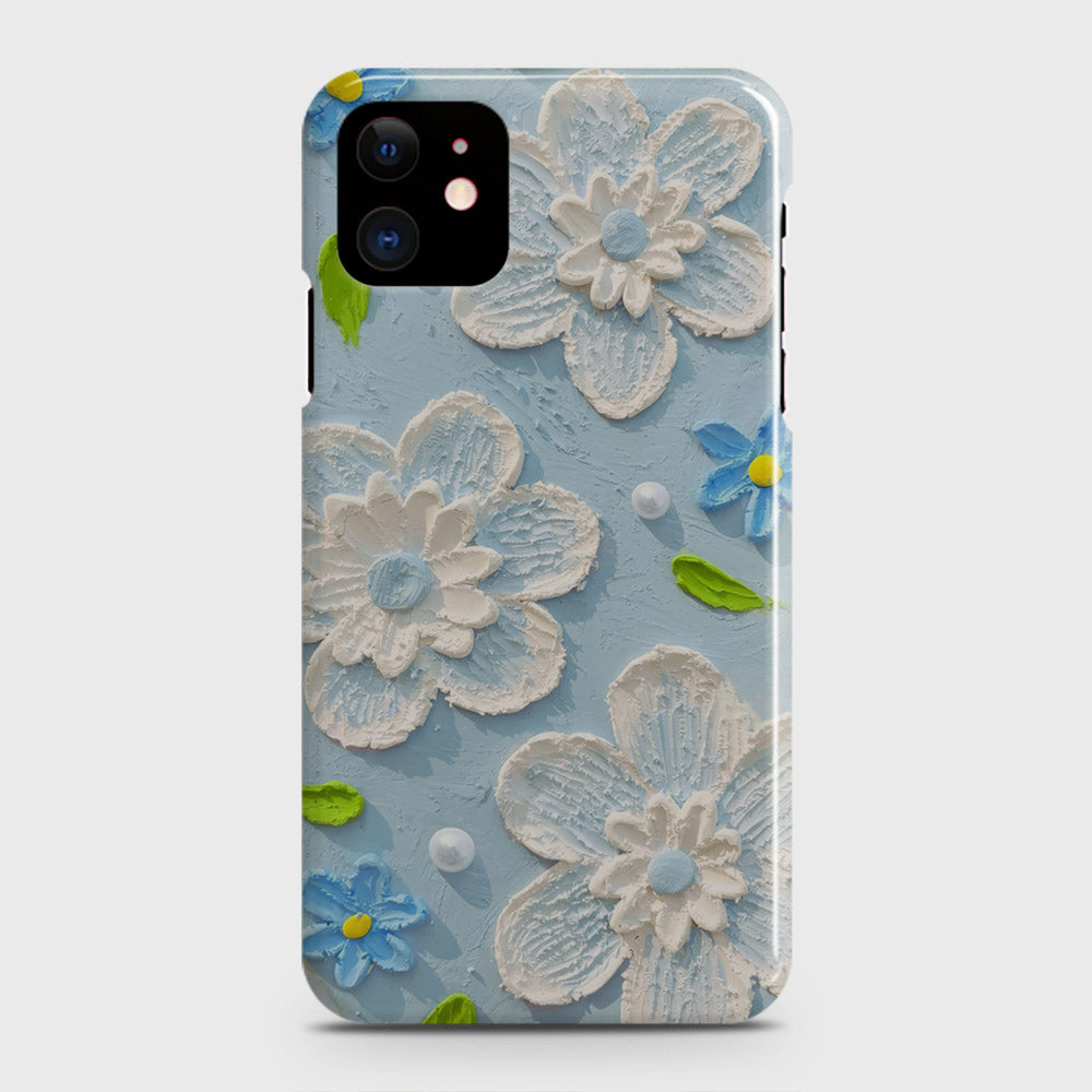 iPhone 12 Cover - Floral Series - Design 3 - Sky Blue - Matte Finish - Snap On Hard Case with LifeTime Colors Guarantee (Fast Delivery)(FS)