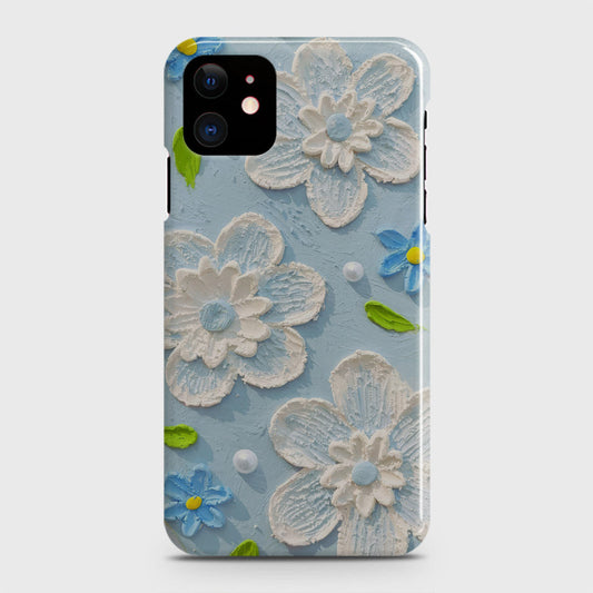iPhone 12 Cover - Floral Series - Design 3 - Sky Blue - Matte Finish - Snap On Hard Case with LifeTime Colors Guarantee (Fast Delivery)(FS)