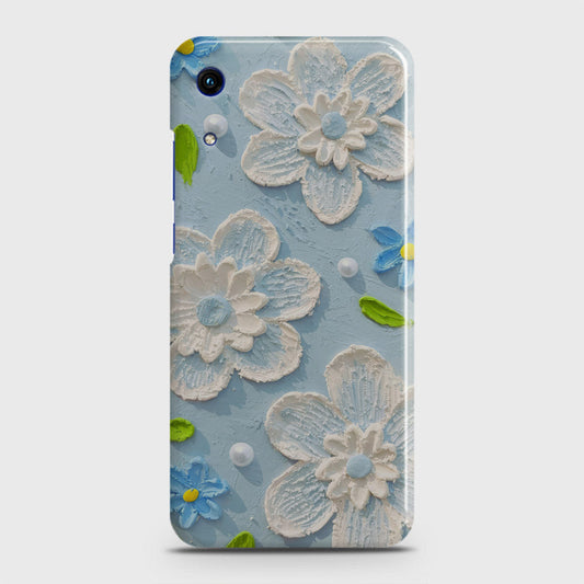 Honor 8A Without Sensor Cut Cover - Floral Series - Design 3 - Sky Blue - Matte Finish - Snap On Hard Case with LifeTime Colors Guarantee