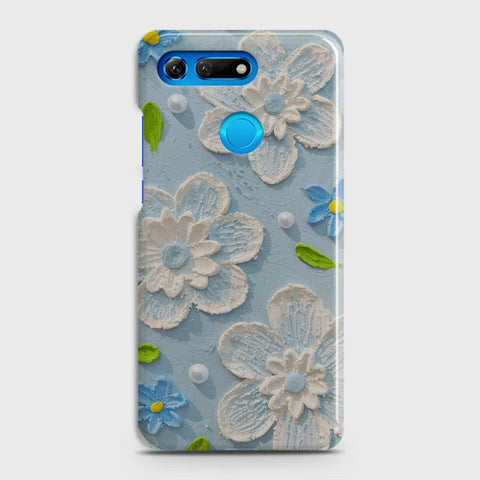 Huawei Honor View 20 Cover - Floral Series - Design 3 - Sky Blue - Matte Finish - Snap On Hard Case with LifeTime Colors Guarantee