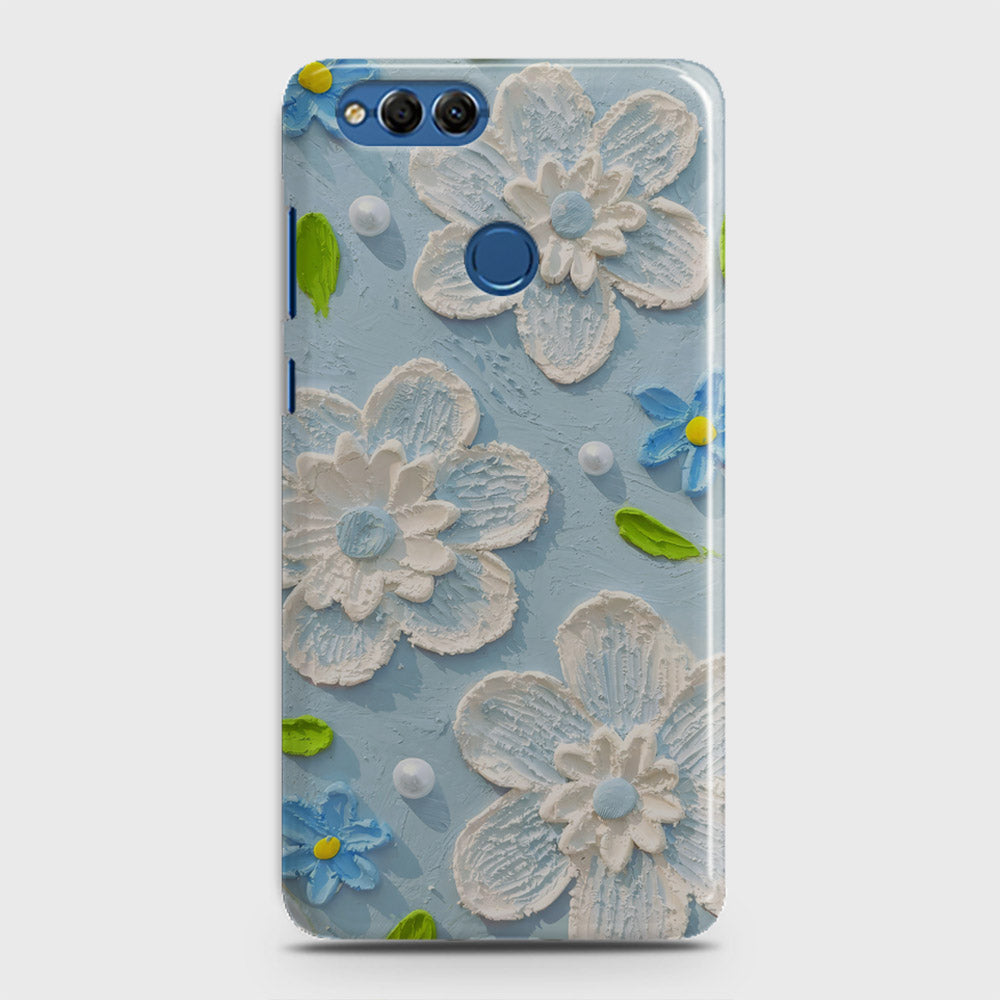 Huawei Honor 7X Cover - Floral Series - Design 3 - Sky Blue - Matte Finish - Snap On Hard Case with LifeTime Colors Guarantee