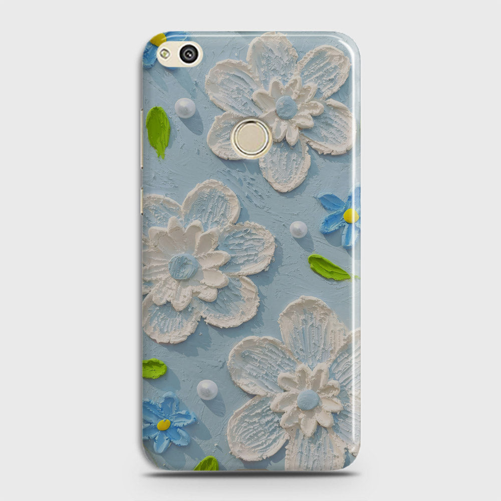 Huawei Honor 8C Cover - Floral Series - Design 3 - Sky Blue - Matte Finish - Snap On Hard Case with LifeTime Colors Guarantee