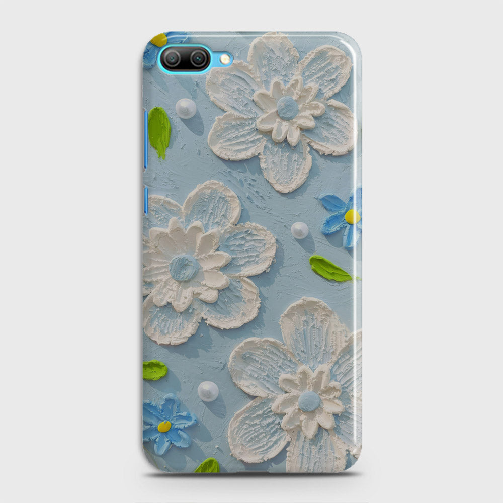 Huawei Honor 10 Lite Cover - Floral Series - Design 3 - Sky Blue - Matte Finish - Snap On Hard Case with LifeTime Colors Guarantee