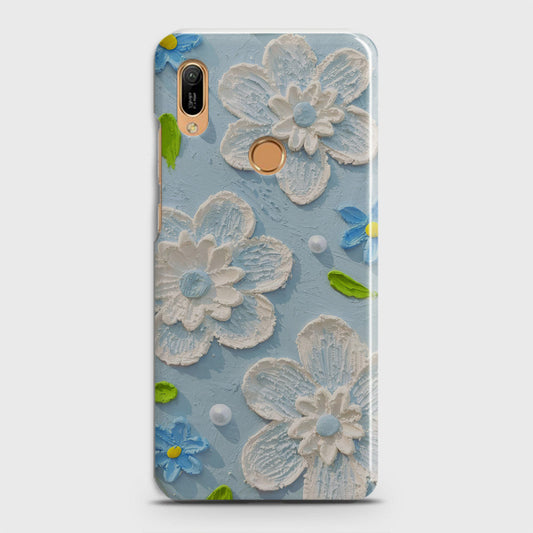 Huawei Y6 Prime 2019 Cover - Floral Series - Design 3 - Sky Blue - Matte Finish - Snap On Hard Case with LifeTime Colors Guarantee