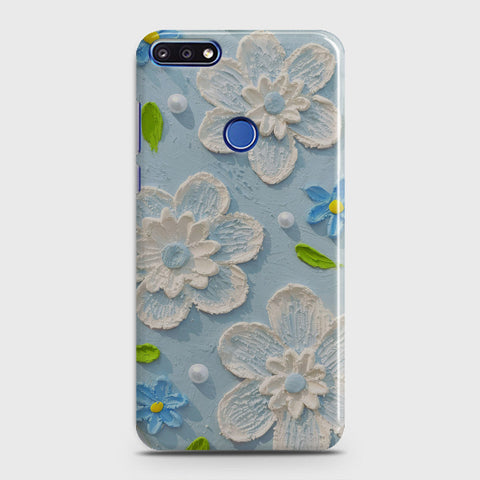 Huawei Honor 7C Cover - Floral Series - Design 3 - Sky Blue - Matte Finish - Snap On Hard Case with LifeTime Colors Guarantee
