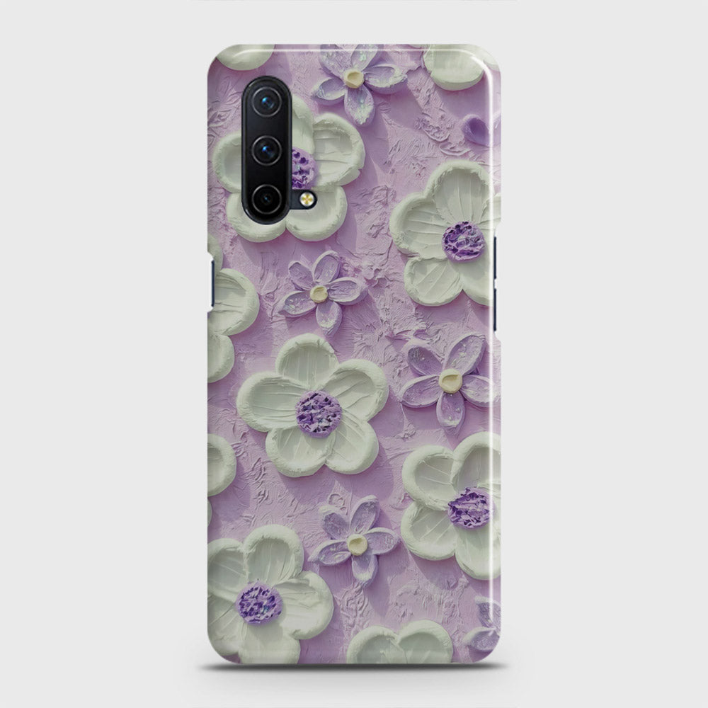OnePlus Nord CE 5G  Cover - Floral Series - Design 4 - Purple & White - Matte Finish - Snap On Hard Case with LifeTime Colors Guarantee