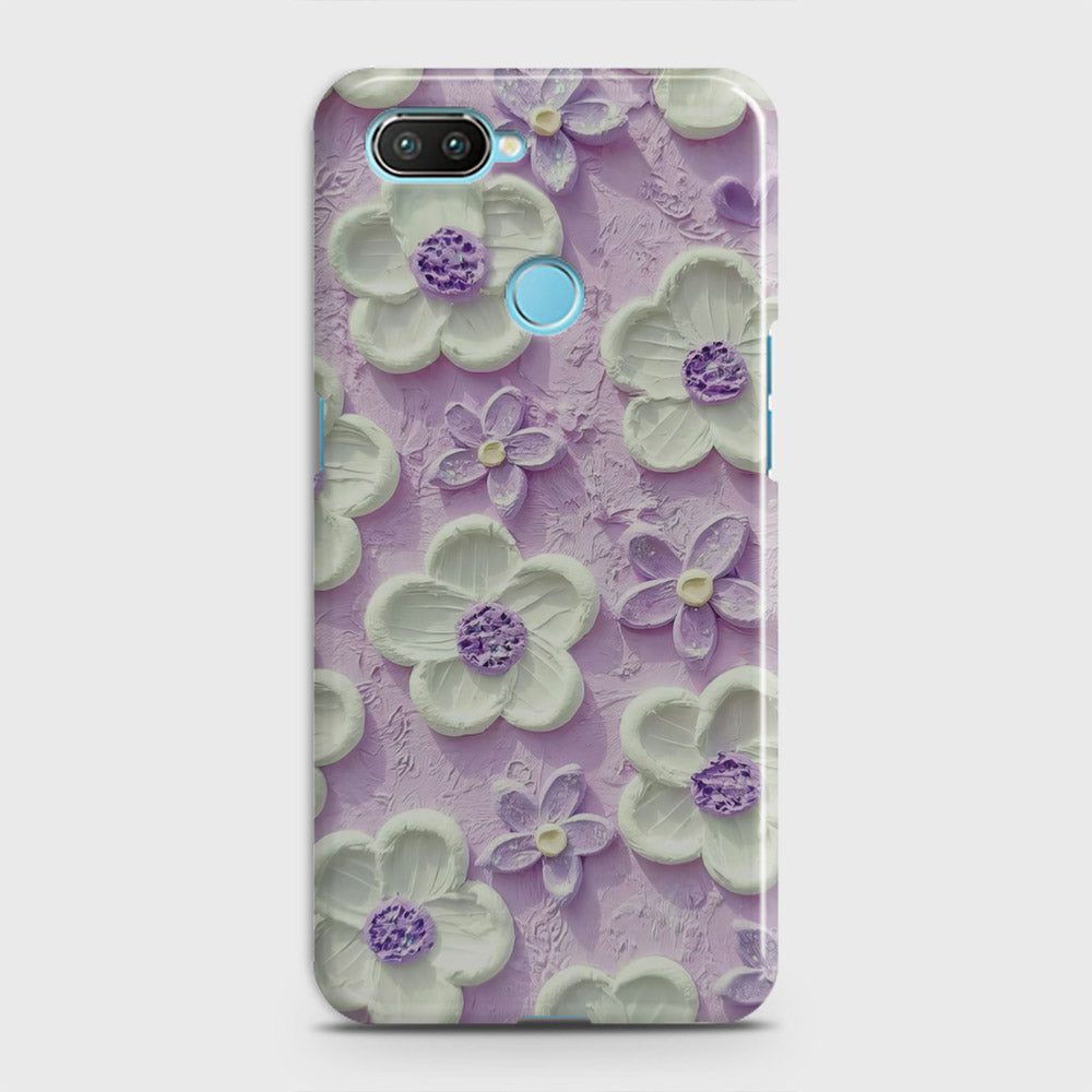 Oppo A5 with Sensor Cut Cover - Floral Series - Design 4 - Purple & White - Matte Finish - Snap On Hard Case with LifeTime Colors Guarantee