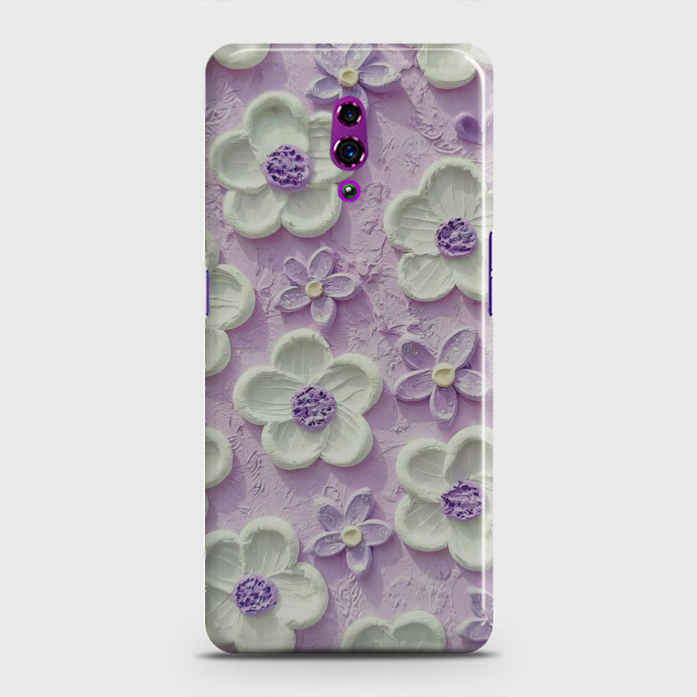 Oppo Reno Cover - Floral Series - Design 4 - Purple & White - Matte Finish - Snap On Hard Case with LifeTime Colors Guarantee