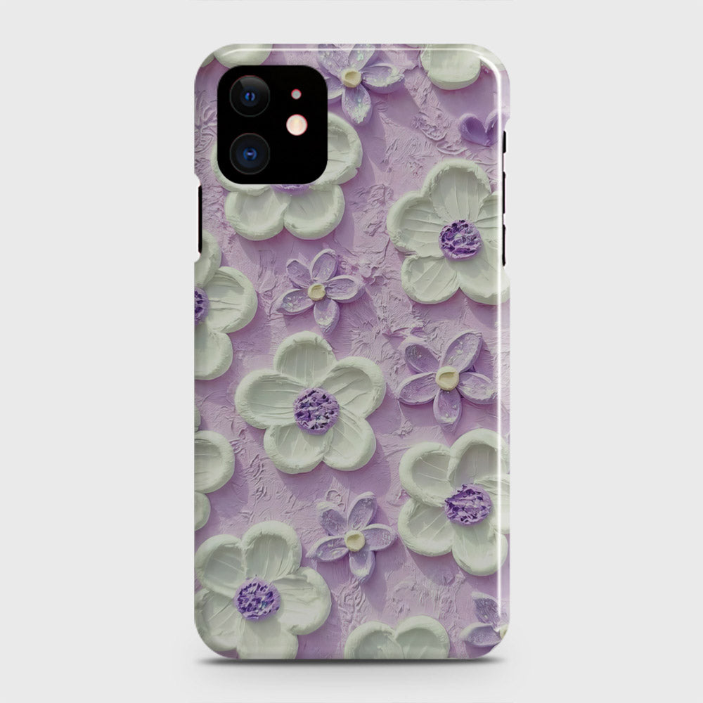 iPhone 12 Cover - Floral Series - Design 4 - Purple & White - Matte Finish - Snap On Hard Case with LifeTime Colors Guarantee (Fast Delivery)