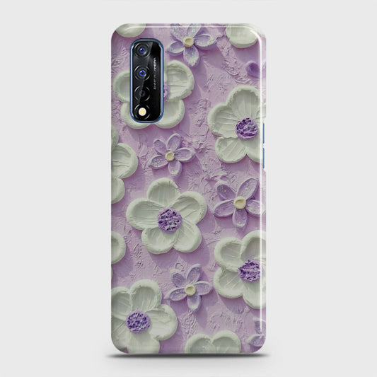 Realme Narzo 30 Cover - Floral Series - Design 4 - Purple & White - Matte Finish - Snap On Hard Case with LifeTime Colors Guarantee