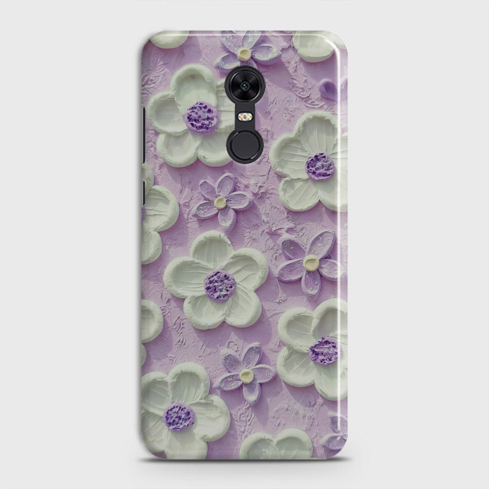 Redmi 5 Plus  Cover - Floral Series - Design 4 - Purple & White - Matte Finish - Snap On Hard Case with LifeTime Colors Guarantee