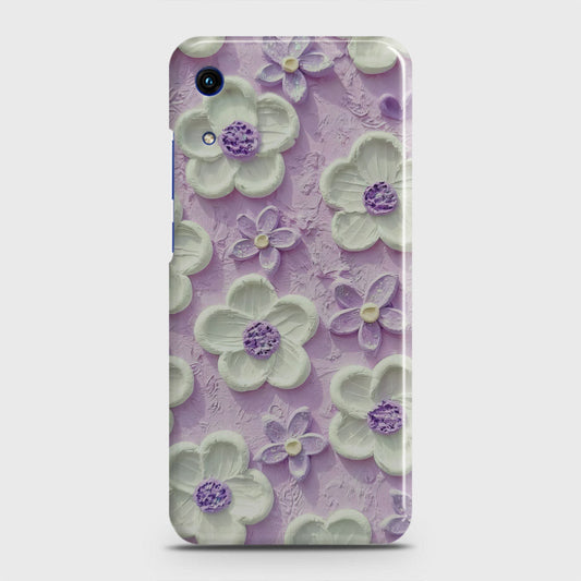 Honor 8A Without Sensor Cut Cover - Floral Series - Design 4 - Purple & White - Matte Finish - Snap On Hard Case with LifeTime Colors Guarantee
