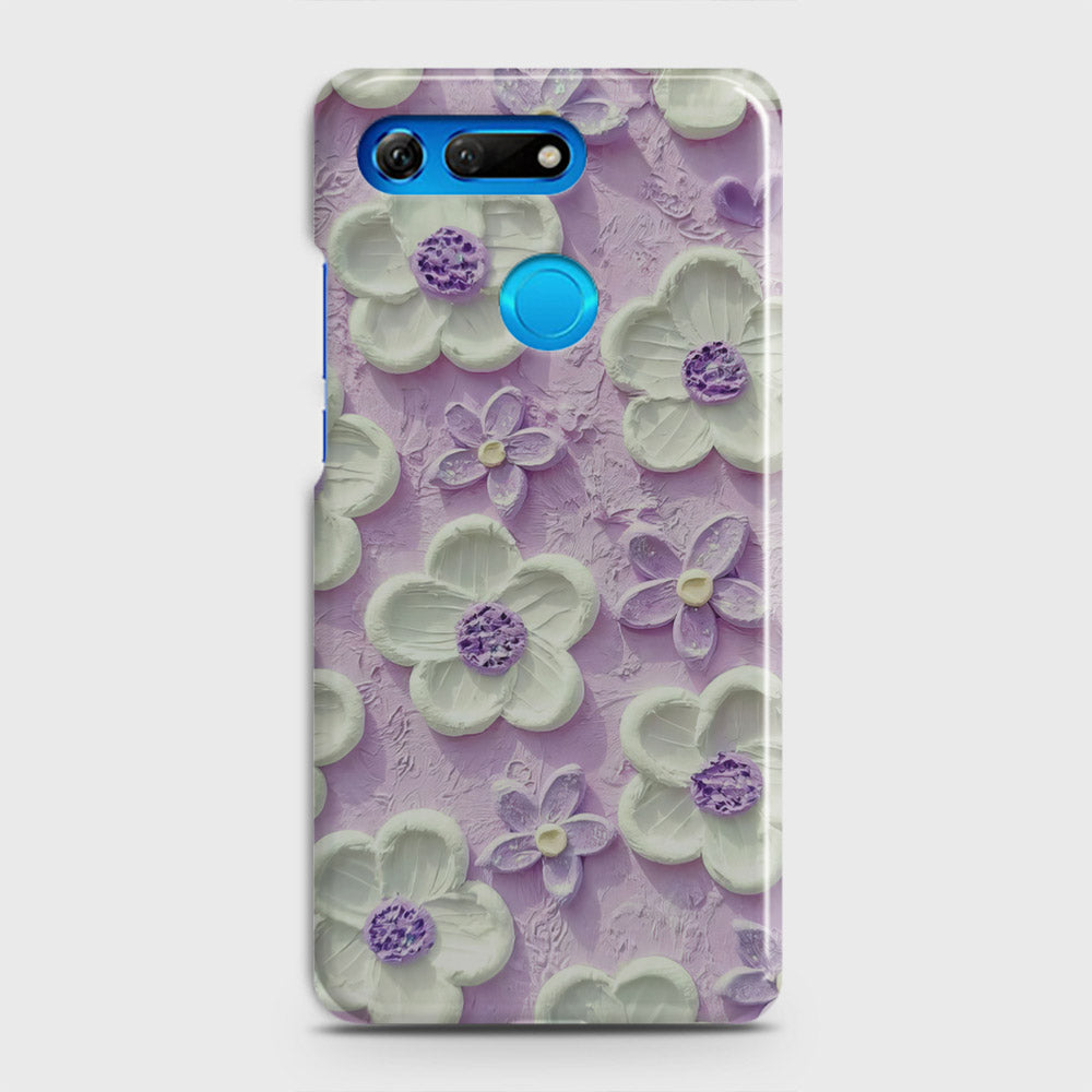 Huawei Honor View 20 Cover - Floral Series - Design 4 - Purple & White - Matte Finish - Snap On Hard Case with LifeTime Colors Guarantee