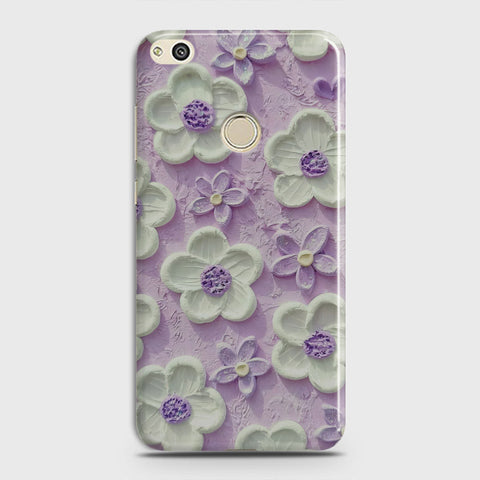 Huawei Honor 8C Cover - Floral Series - Design 4 - Purple & White - Matte Finish - Snap On Hard Case with LifeTime Colors Guarantee