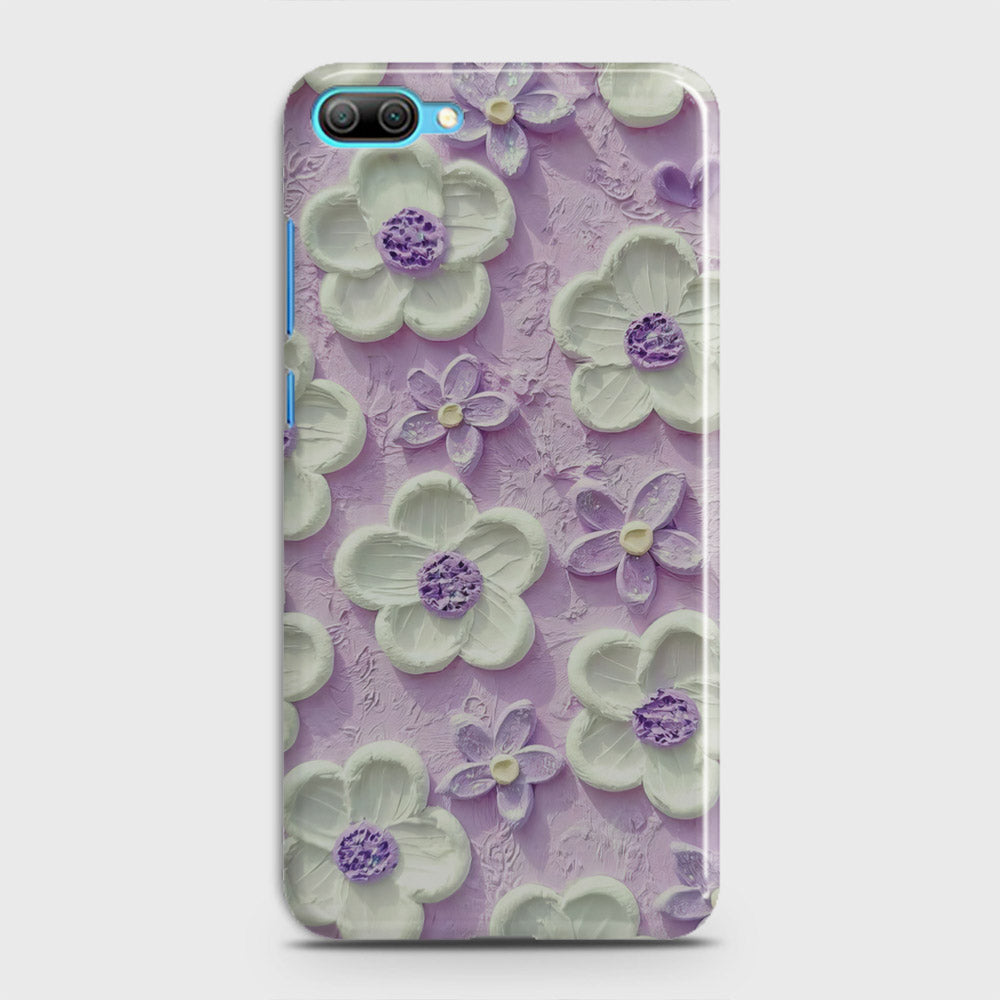 Huawei Honor 10 Lite Cover - Floral Series - Design 4 - Purple & White - Matte Finish - Snap On Hard Case with LifeTime Colors Guarantee