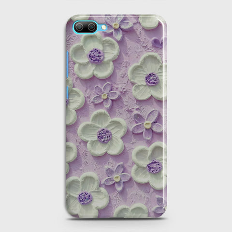 Huawei Honor 10 Lite Cover - Floral Series - Design 4 - Purple & White - Matte Finish - Snap On Hard Case with LifeTime Colors Guarantee