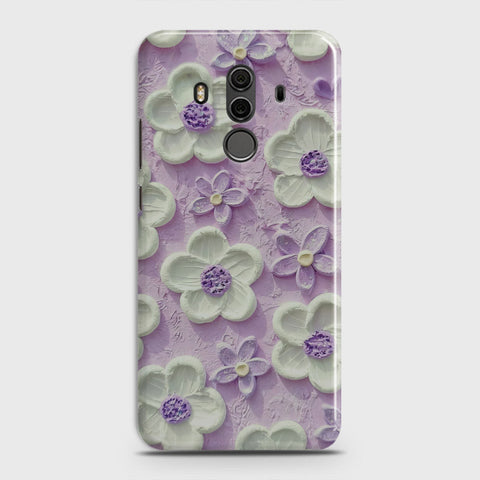 Huawei Mate 10 Pro Cover - Floral Series - Design 4 - Purple & White - Matte Finish - Snap On Hard Case with LifeTime Colors Guarantee