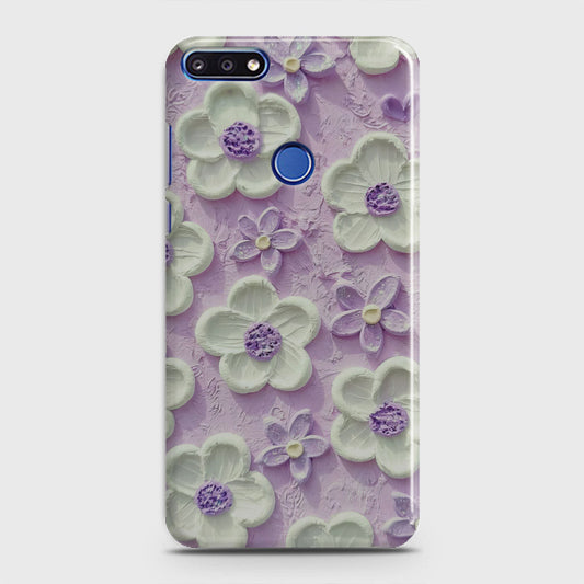 Honor 7A Cover - Floral Series - Design 4 - Purple & White - Matte Finish - Snap On Hard Case with LifeTime Colors Guarantee