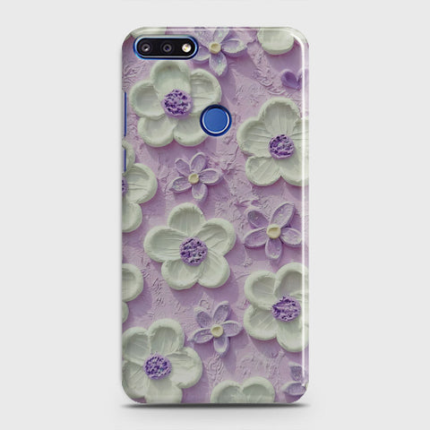 Huawei Honor 7C Cover - Floral Series - Design 4 - Purple & White - Matte Finish - Snap On Hard Case with LifeTime Colors Guarantee