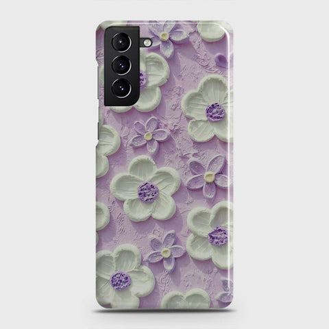 Samsung Galaxy S21 Plus 5G Cover - Floral Series - Design 4 - Purple & White - Matte Finish - Snap On Hard Case with LifeTime Colors Guarantee (Fast Delivery)(FS)