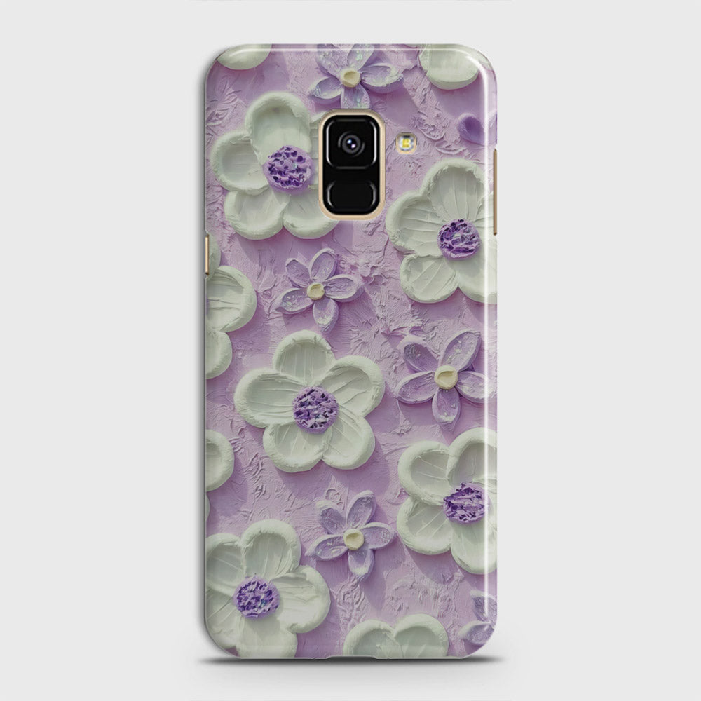 Samsung Galaxy A6 2018 Cover - Floral Series - Design 4 - Purple & White - Matte Finish - Snap On Hard Case with LifeTime Colors Guarantee