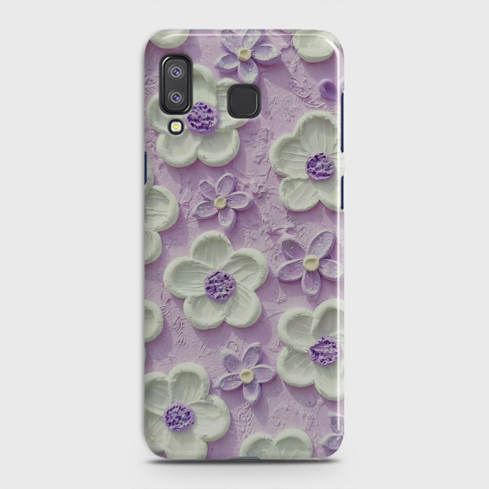 Samsung Galaxy A8 Star Cover - Floral Series - Design 4 - Purple & White - Matte Finish - Snap On Hard Case with LifeTime Colors Guarantee