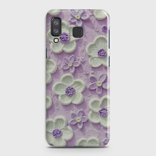 Samsung Galaxy A8 Star Cover - Floral Series - Design 4 - Purple & White - Matte Finish - Snap On Hard Case with LifeTime Colors Guarantee