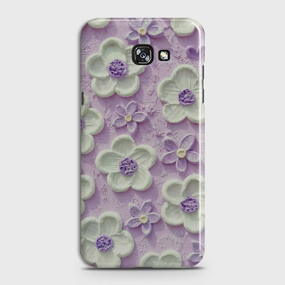 Samsung Galaxy A3 2017 Cover - Floral Series - Design 4 - Purple & White - Matte Finish - Snap On Hard Case with LifeTime Colors Guarantee